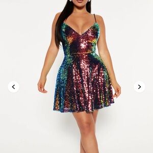 Fashion Nova Black Dress with Multicolor Sequins